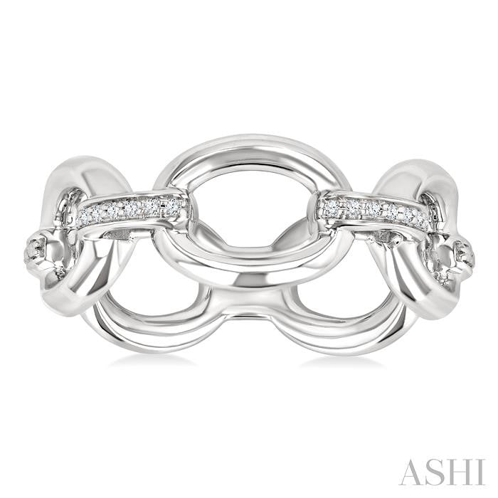 Silver Bold Oval Shape Link Diamond Ring