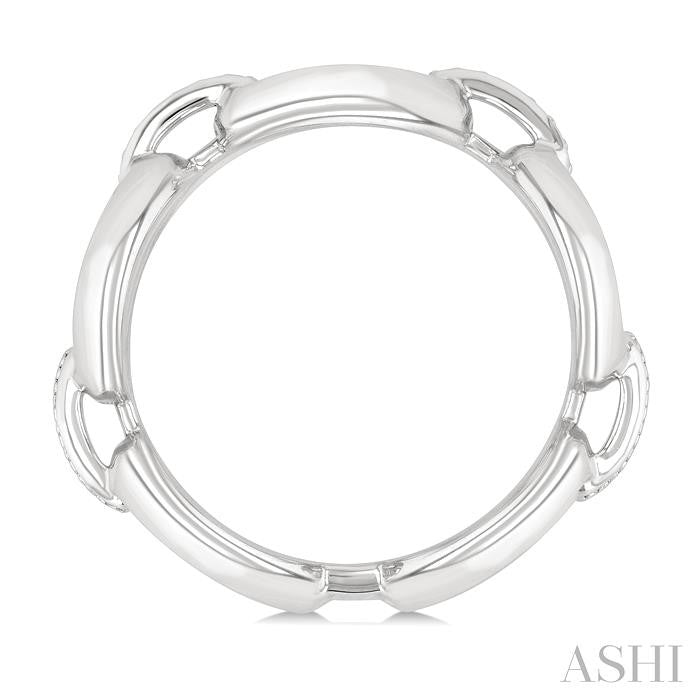 Silver Bold Oval Shape Link Diamond Ring