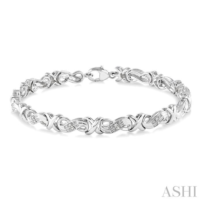 Silver 'X' Shape Diamond Bracelet