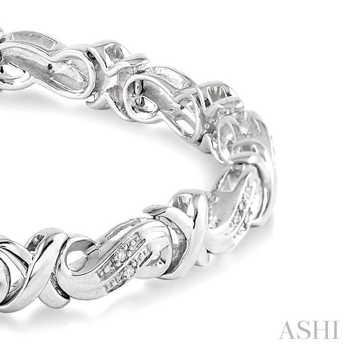 Silver 'X' Shape Diamond Bracelet
