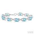 Silver Cushion Shape Gemstone & Diamond Bracelet