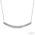 Silver Curved Bar Diamond Pendant