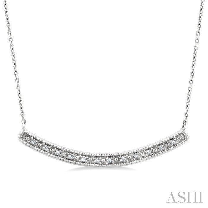 Silver Curved Bar Diamond Pendant