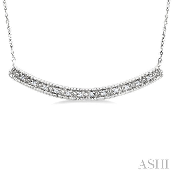 Silver Curved Bar Diamond Pendant