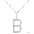 Silver Block 'B' Initial Diamond Pendant