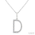 Silver Block 'D' Initial Diamond Pendant