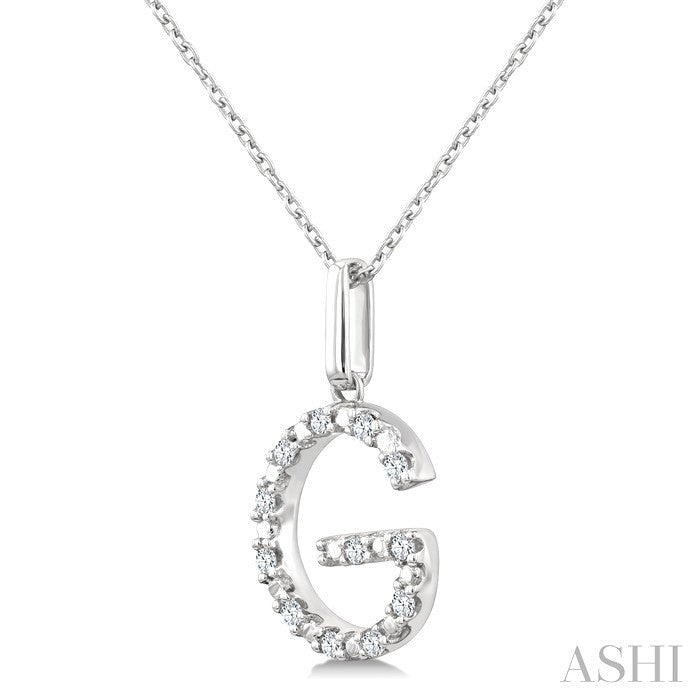 Silver Block 'G' Initial Diamond Pendant