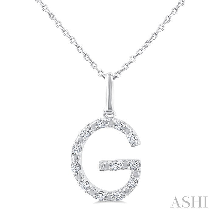 Silver Block 'G' Initial Diamond Pendant