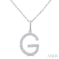 Silver Block 'G' Initial Diamond Pendant