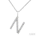 Silver Block 'N' Initial Diamond Pendant