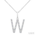 Silver Block 'W' Initial Diamond Pendant