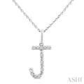 Silver Block 'J' Initial Diamond Pendant