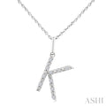 Silver Block 'K' Initial Diamond Pendant