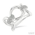 Silver Bold Oval Shape Link Diamond Ring