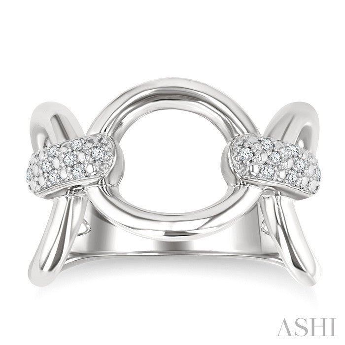 Silver Bold Oval Shape Link Diamond Ring
