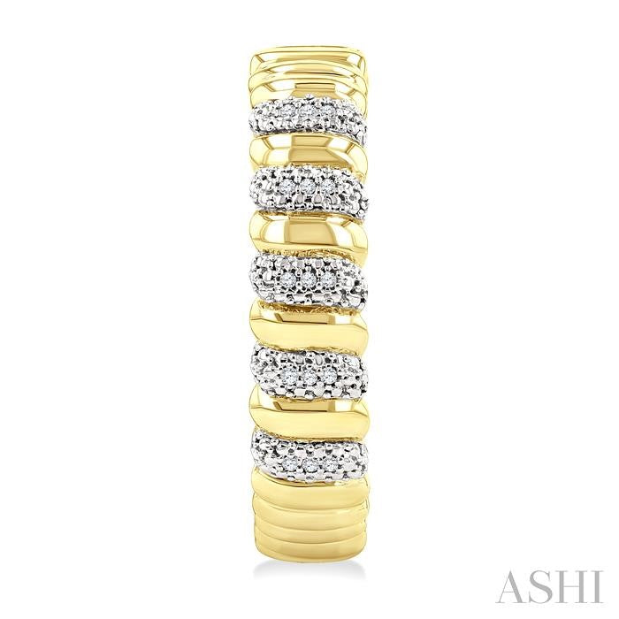 Gold Vermeil Bold Ribbed Diamond Fashion Hoop Earrings