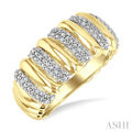 Gold Vermeil Bold Ribbed Diamond Wide Band