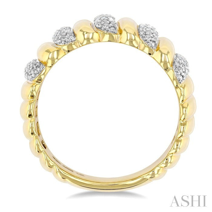 Gold Vermeil Bold Ribbed Diamond Wide Band