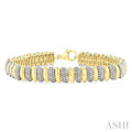 Gold Vermeil Bold Ribbed Diamond Fashion Bracelet