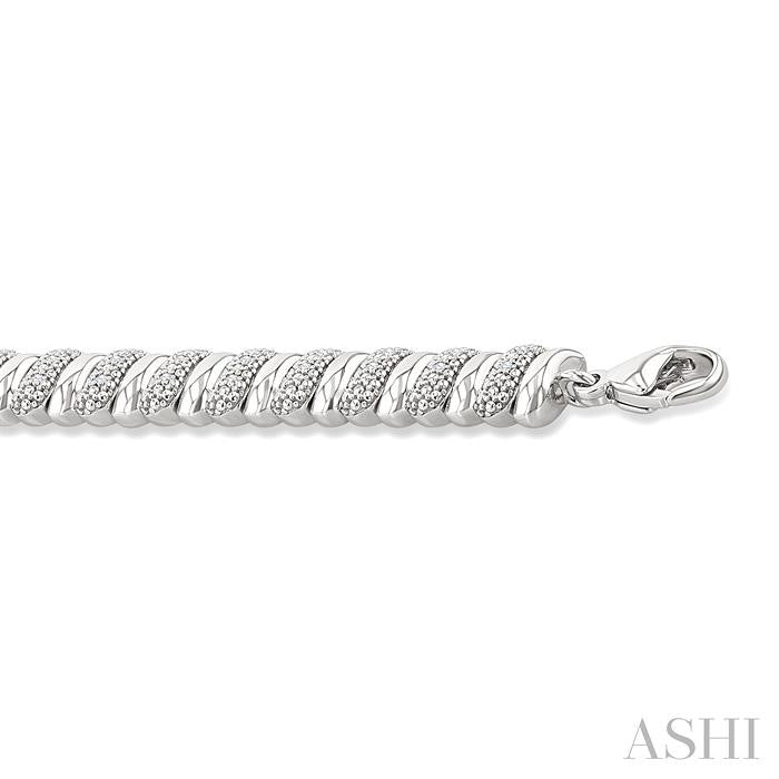 Silver Bold Ribbed Diamond Fashion Bracelet
