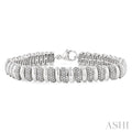 Silver Bold Ribbed Diamond Fashion Bracelet