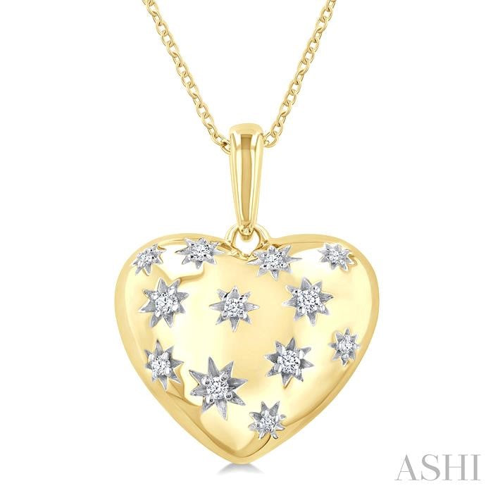 Gold Vermeil Bold Puffed Heart Shape Diamond Pendant