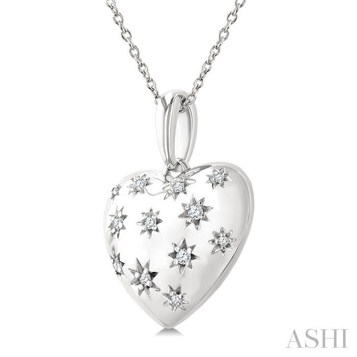 Silver Bold Puffed Heart Shape Diamond Pendant