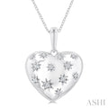 Silver Bold Puffed Heart Shape Diamond Pendant