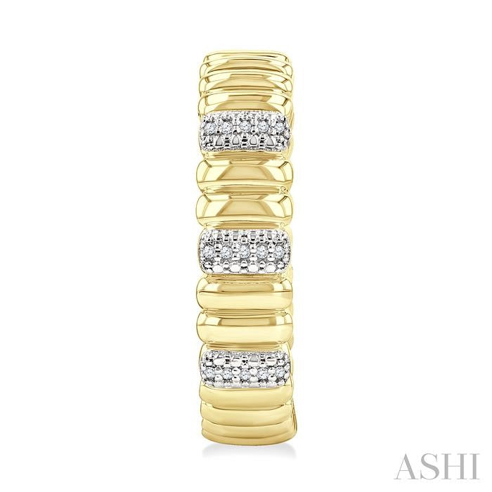 Gold Vermeil Bold Ribbed Diamond Fashion Hoop Earrings