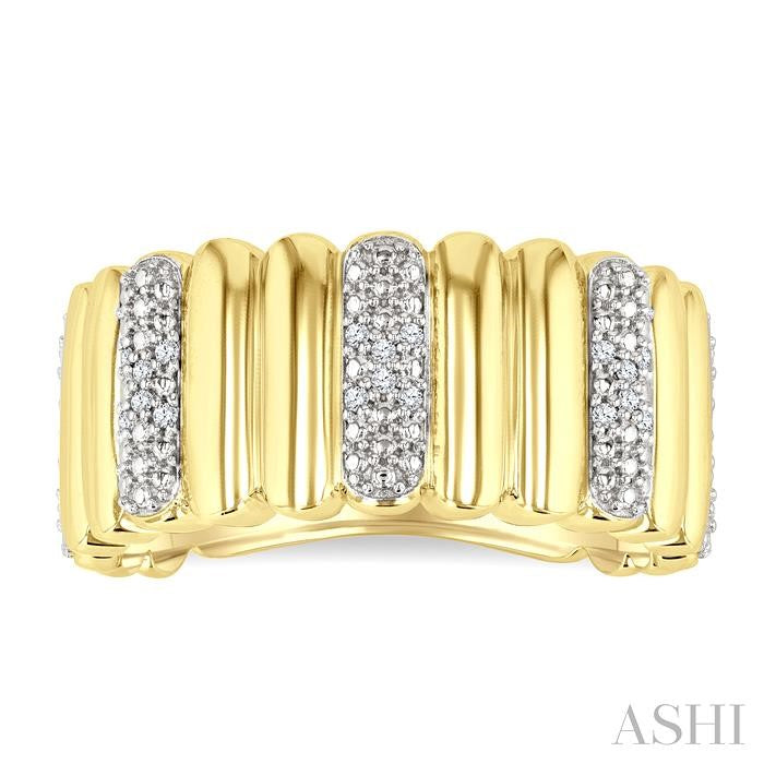 Gold Vermeil Bold Ribbed Diamond Wide Band