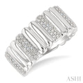 Silver Bold Ribbed Diamond Wide Band