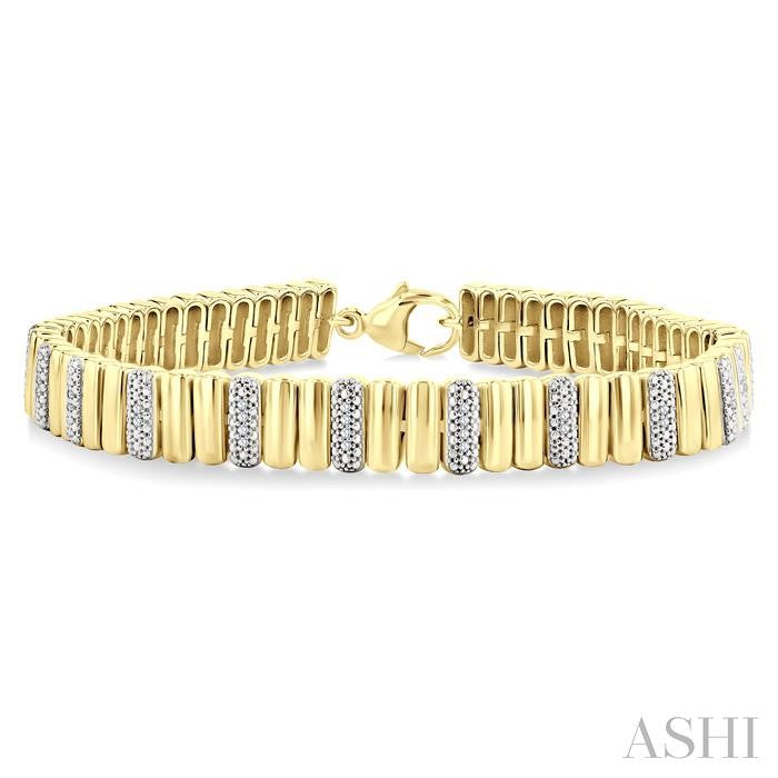 Gold Vermeil Bold Ribbed Diamond Fashion Bracelet