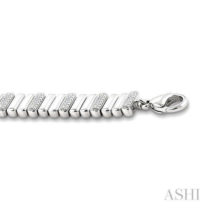Silver Bold Ribbed Diamond Fashion Bracelet