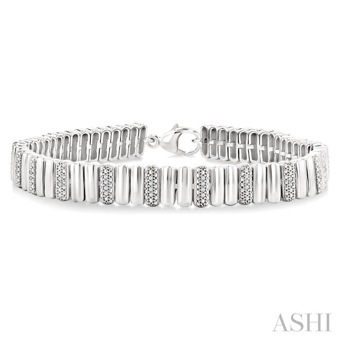 Silver Bold Ribbed Diamond Fashion Bracelet