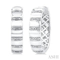 Silver Bold Ribbed Diamond Fashion Hoop Earrings
