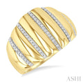 Gold Vermeil Bold Ribbed Diamond Fashion Wide Band