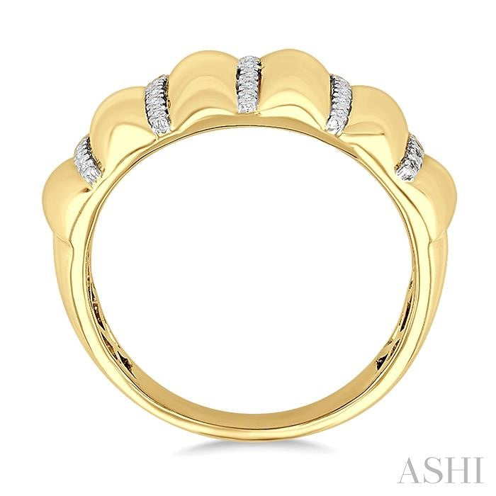 Gold Vermeil Bold Ribbed Diamond Fashion Wide Band