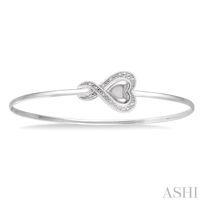 Silver Heart Shape Diamond Flex Fashion Bangle