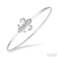 Silver Fleur De Lis Diamond Flex Fashion Bangle