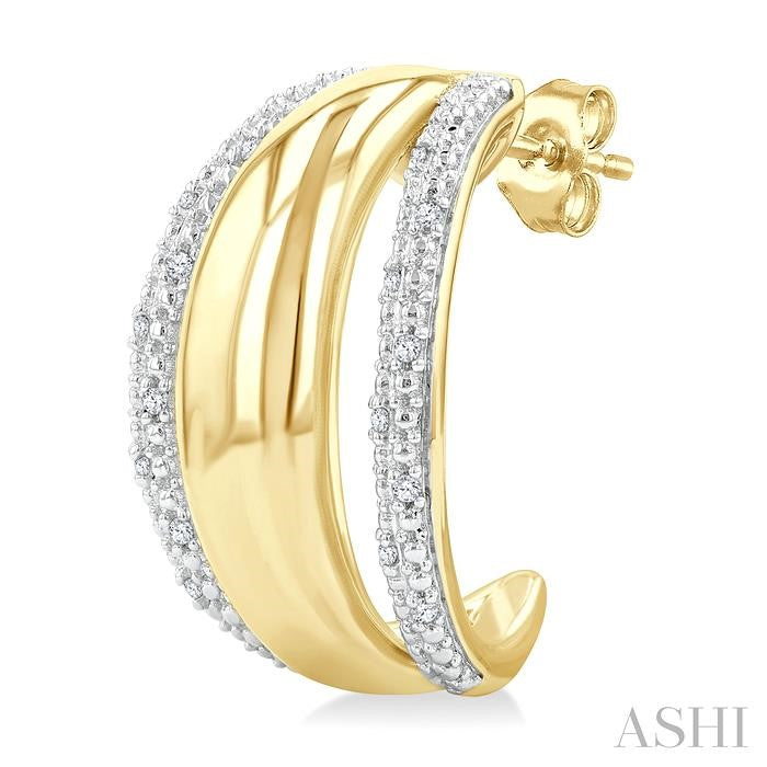 Gold Vermeil Bold Diamond Half Hoop Earrings