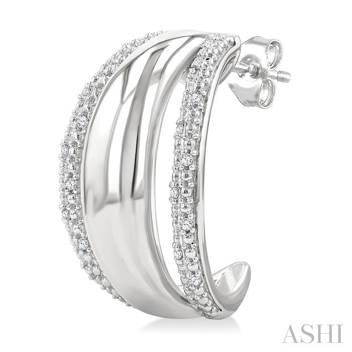 Silver Bold Diamond Half Hoop Earrings