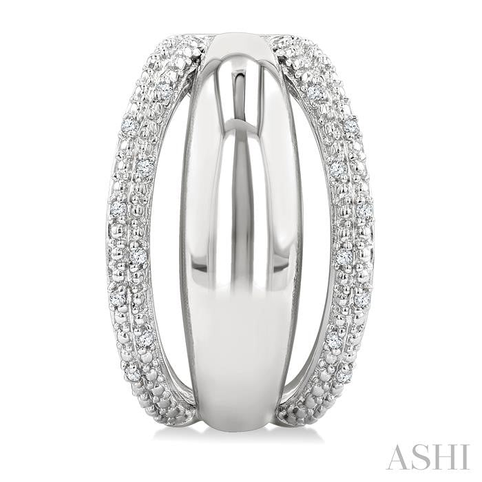 Silver Bold Diamond Half Hoop Earrings