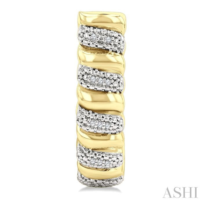 Gold Vermeil Bold Ribbed Diamond Half Hoop Earrings