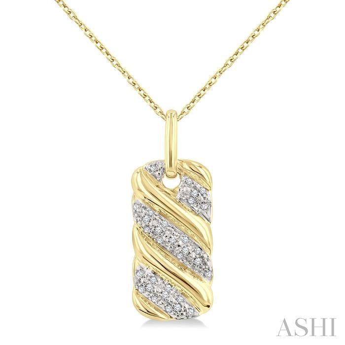 Gold Vermeil Bold Ribbed Diamond Fashion Pendant