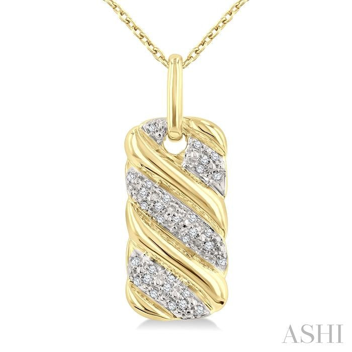Gold Vermeil Bold Ribbed Diamond Fashion Pendant