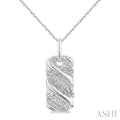 Silver Bold Ribbed Diamond Fashion Pendant