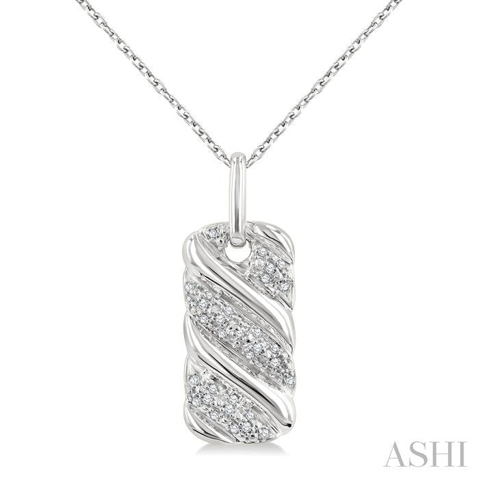 Silver Bold Ribbed Diamond Fashion Pendant
