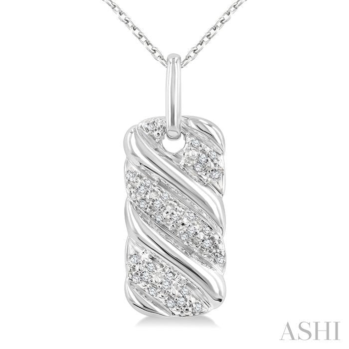 Silver Bold Ribbed Diamond Fashion Pendant