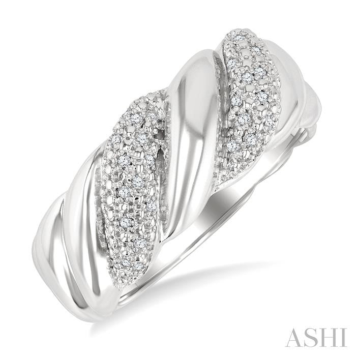 Silver Bold Ribbed Diamond Fashion Band
