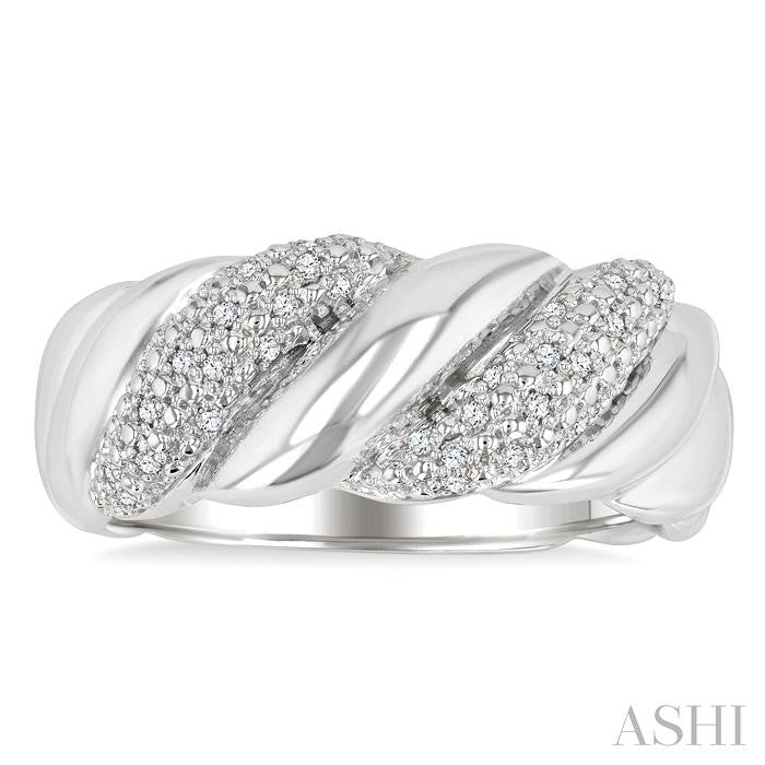 Silver Bold Ribbed Diamond Fashion Band